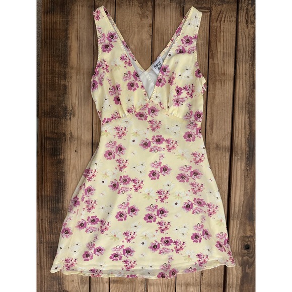 Princess Polly Dresses & Skirts - Princess Polly Yellow Floral Mini Dress Size US 4 AU 8 Cottagecore